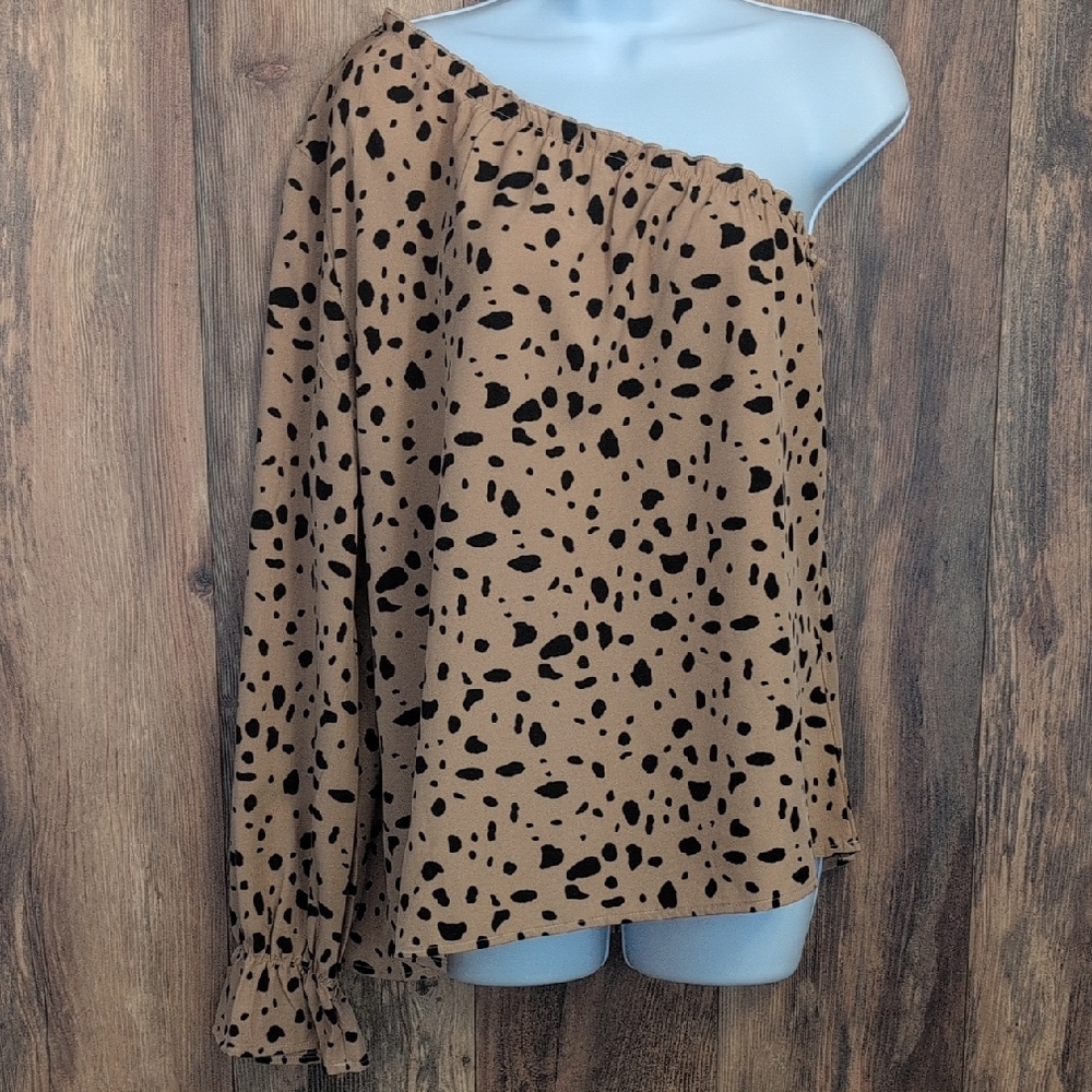 SHEIN One-Shoulder Leopard Print Blouse XL               -D201